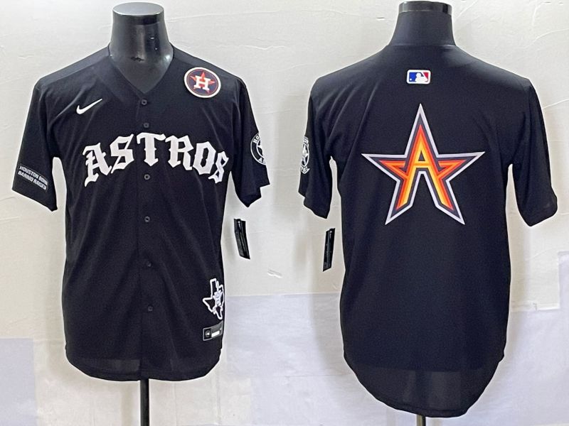Men 2025 Houston Astros Blank Black Seven generations Joint Name Nike MLB Jersey style 12->houston astros->MLB Jersey